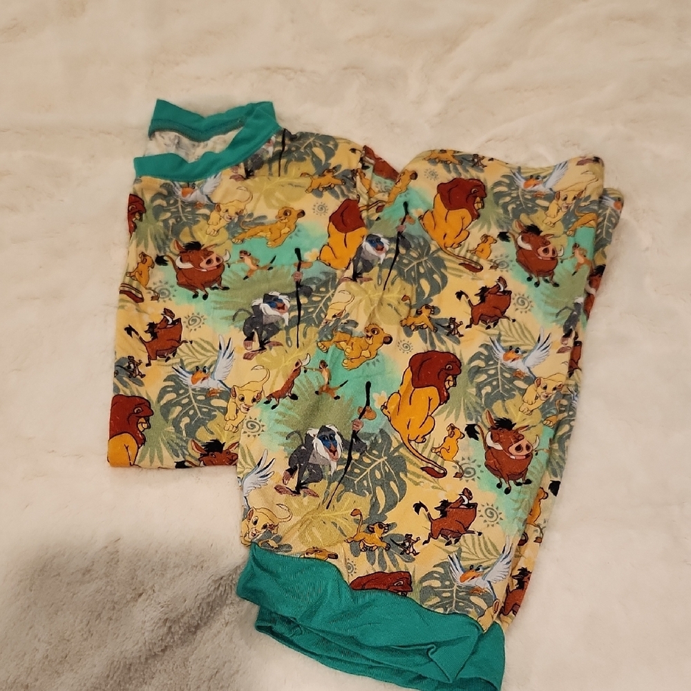 Kids Lion Print Pajama Set - Green & Yellow